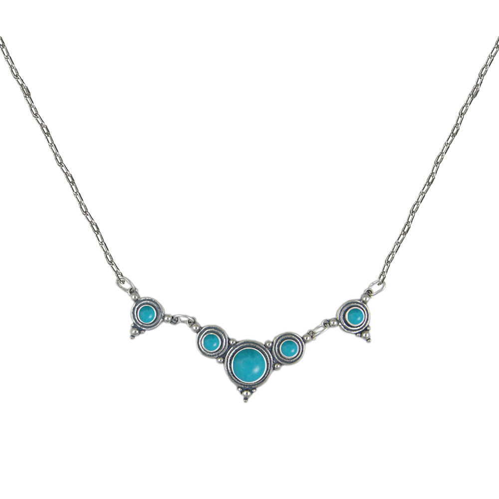 Sterling Silver Gemstone Necklace With Turquoise